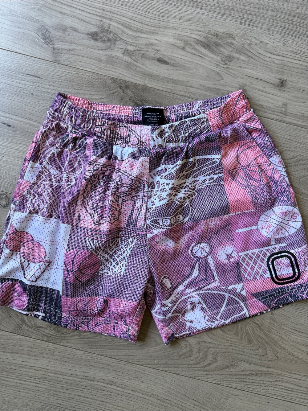 Pink & Purple Basketball Graphic Mesh Shorts